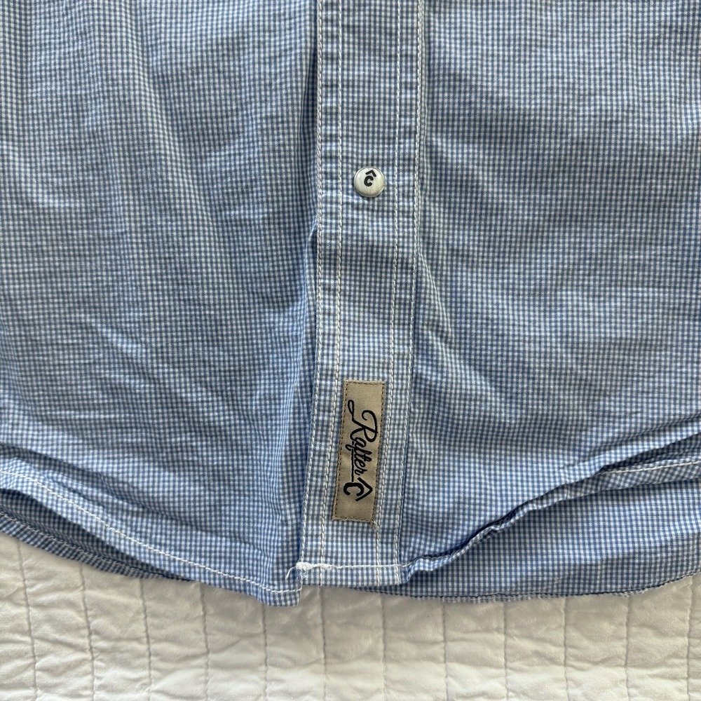 Rafter C Cowboy Collection Pro Flex 45 Mens SMALL White Blue Check Pearl Snap - Picture 5 of 9